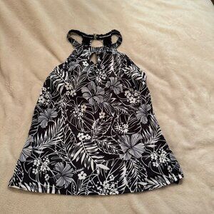 Tempt Me NWT Black and White Tankini Swim Top with Cut Out Size S